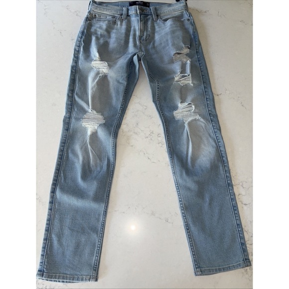 Hollister Jeans Men's 30x30 Light Blue Athletic Skinny Stretch Distressed NWT‎ - Picture 5 of 6